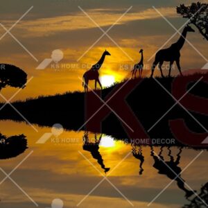 Sunset Giraffes Trees Animal & Wildlifes Mural 11572817_xxl