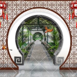 Chinese Style House Interior Perspective View Oriental Mural 11573729