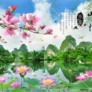 3D Chinese Water Painting Art Oriental Mural 12600573