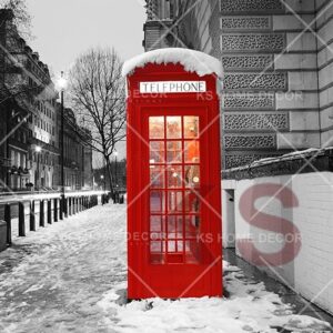 Black & White London Street Red Phone Box Building & Landmarks Mural 13225245_xxl