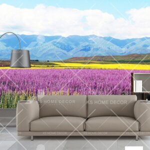 Lavender Field Mountain Scene Nature Floral Mural 13439498