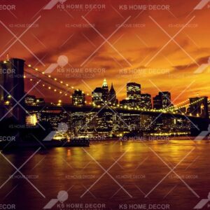 Night View Brooklyn Bridge City Skyline Mural B13603476