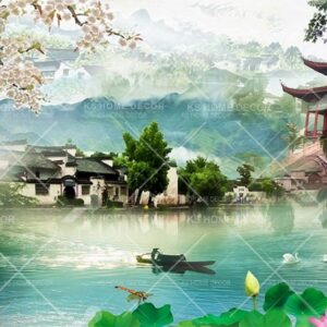 3D Chinese Water Painting Art Oriental Mural 13671010