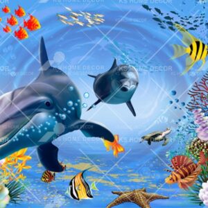 Ocean Whale Character Mural B13682932