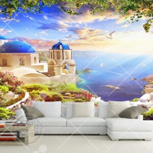 Santorini Scene Nature Architectural Mural B13819254