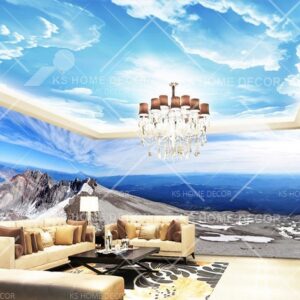 3D Theme Mountain Blue Sky Scene Nature Mural 13951144