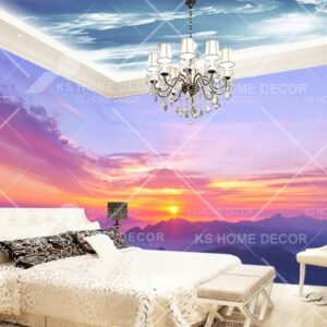 3D Theme Sunset Mountain View Nature Mural 13951163
