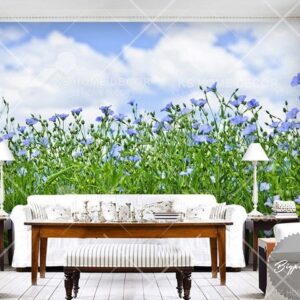 Blue Floral Field Nature Mural 14873536