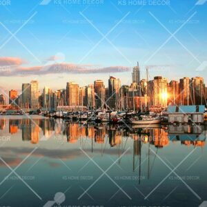 City Skyline Water Reflection Mural B14945898