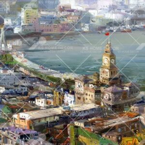 Seaside City Scene Oil Painting Nature Architectural Mural B15046685