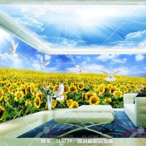 3D Theme Sunflowers Field Scene Nature Mural 15088207