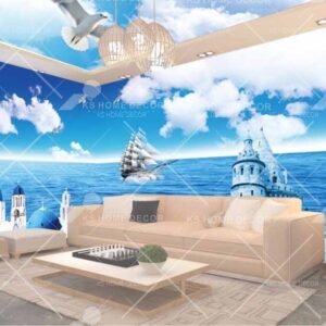 3D Theme Santorini Seaside View Nature Mural 15131856