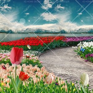 Colourful Floral Field Park Scene Nature Mural 15174402