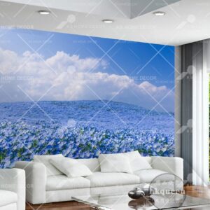 Blue Floral Field Scene Nature Mural 15257636