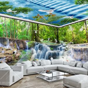 3D Theme Jungle Waterfall Scene Nature Mural 15286919