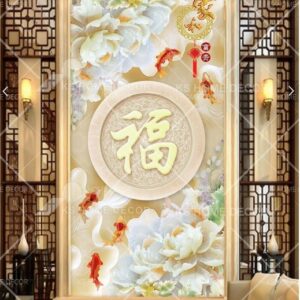 3D Gold Chinese Jade Art Oriental Mural 15371281