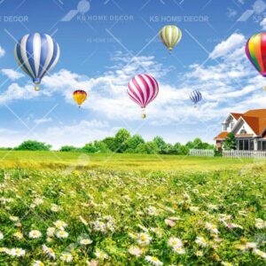Beautiful Floral House Hot Air-balloon View Nature Mural 15475373