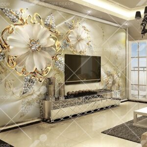 Gold Floral Jewellery Luxury Mural B15505181