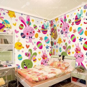 Cartoon Rabbit Bird Character Mural B15518873