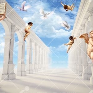 Modern Pillars Blue Sky Architectural Mural B15627917