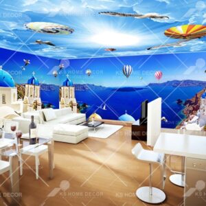 3D Theme Santorini Sea View Nature Mural 15636843
