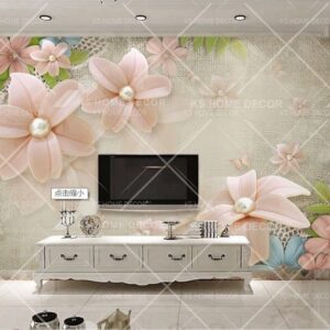 Pink 3D Floral Luxury Mural B15658676
