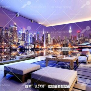 Night View City Skyline Mural B15678659