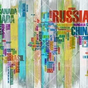 Colourful World Map with Countries and Capitals Mural B15718853