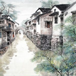 Chinese Style Water Painting Art Perspective Oriental Mural 15759735