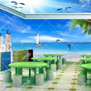 3D Santorini Seaside View Nature Theme Mural 15765004