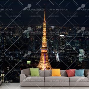 Night View Paris Tower City Skyline Mural B15769845