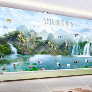 3D Waterfall Water Painting Art Oriental Mural 15779677