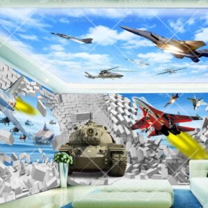 3D Themes Jets Through Wall Mural 15861842