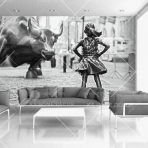 Wall Street Copper Courage Brave Girl Black and White - 16579551