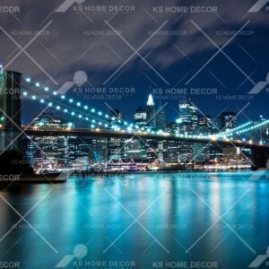 Night View Bridge City Skyline Mural B18717542