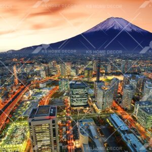 Sunset View Mountain City Skyline Mural B19257290