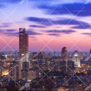 Beautiful Sunset City Skyline Scene Mural B19900307