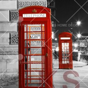 Black & White London Street Red Phone Box Building & Landmarks Mural 21016854_xl