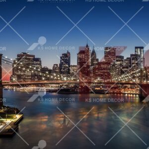 Night View New York City Brooklyn Nature Building & Landmarks Mural 27677183