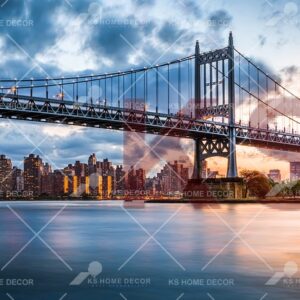 Sunset Brooklyn Bridge Nature Building & Landmarks Mural 29201004