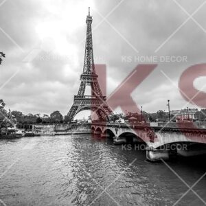 Black & White Paris Tower Building & Landmarks Mural 34938134