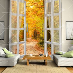 3D Autumn Forest Walkway Nature Mural 5581419b56c64
