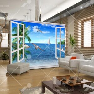 3D Window Scene Sea View Nature Mural 55976423a82d8