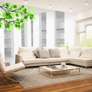 3D Pillars Leaves Mural 5623563e5fa03