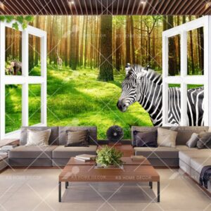 3D Woodland Zebra Nature Mural 565196e82ab18_1024