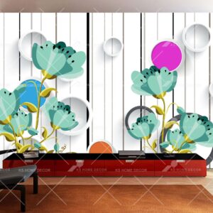 3D Circle Vector Green Floral Mural 56563176d4a15_1024