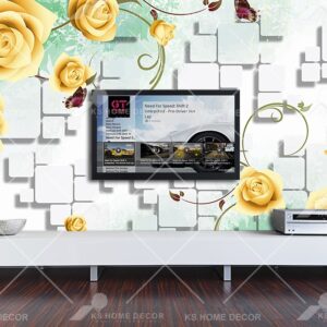 3D Yellow Floral Mural 565acc8f780a4