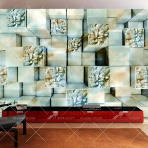 3D Cube Jade Floral Art Mural 573921774608f_1024