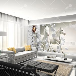 3D White Horses Break Through Wall Mural 5756e8f21def0_1024
