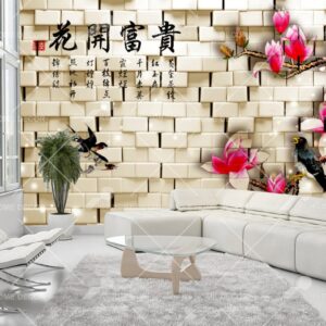 3D Chinese Red Floral Mural 5756e916e522b_1024